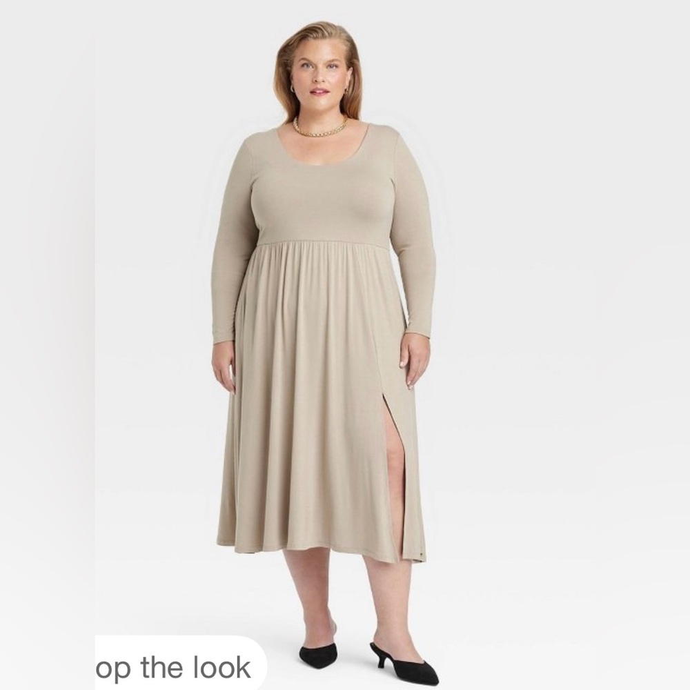 Women’s knit ballet maxi dress in tan